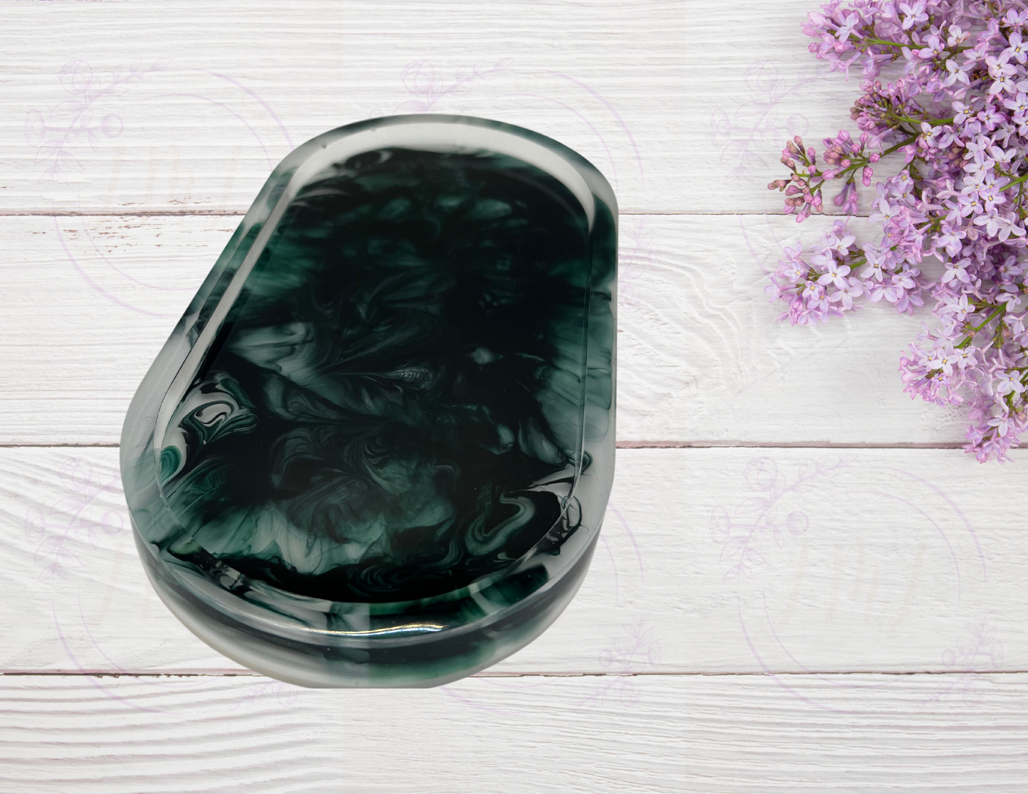 Forest Green Trinket Tray - White Base