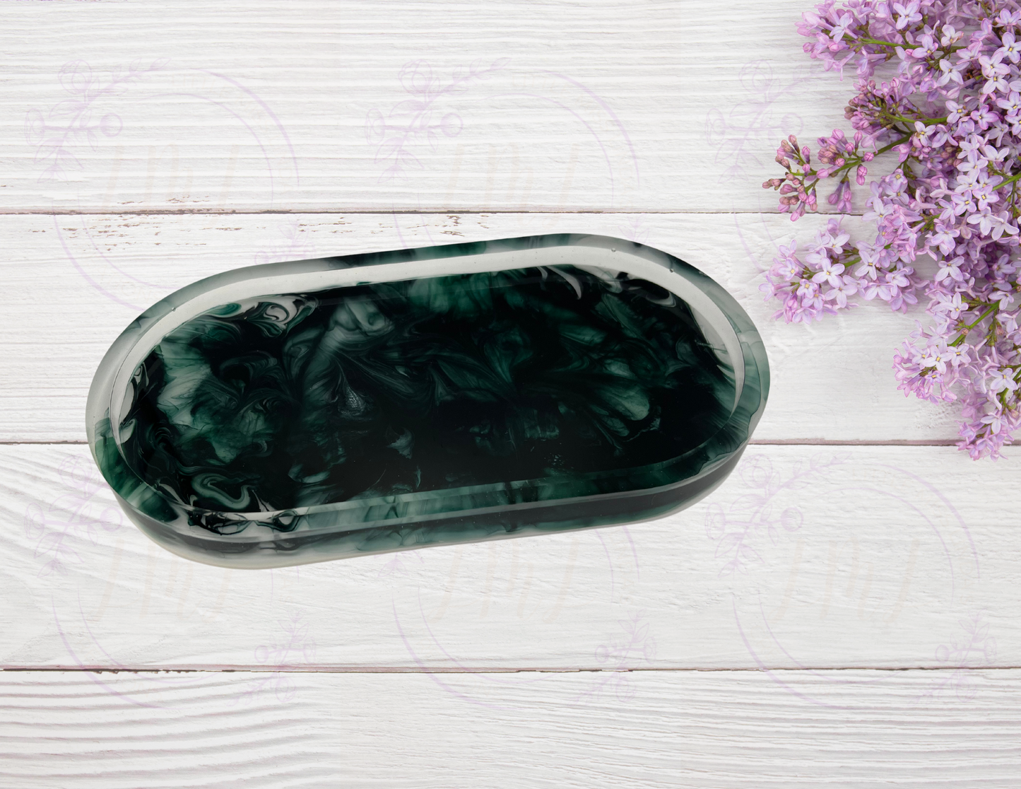 Forest Green Trinket Tray - White Base