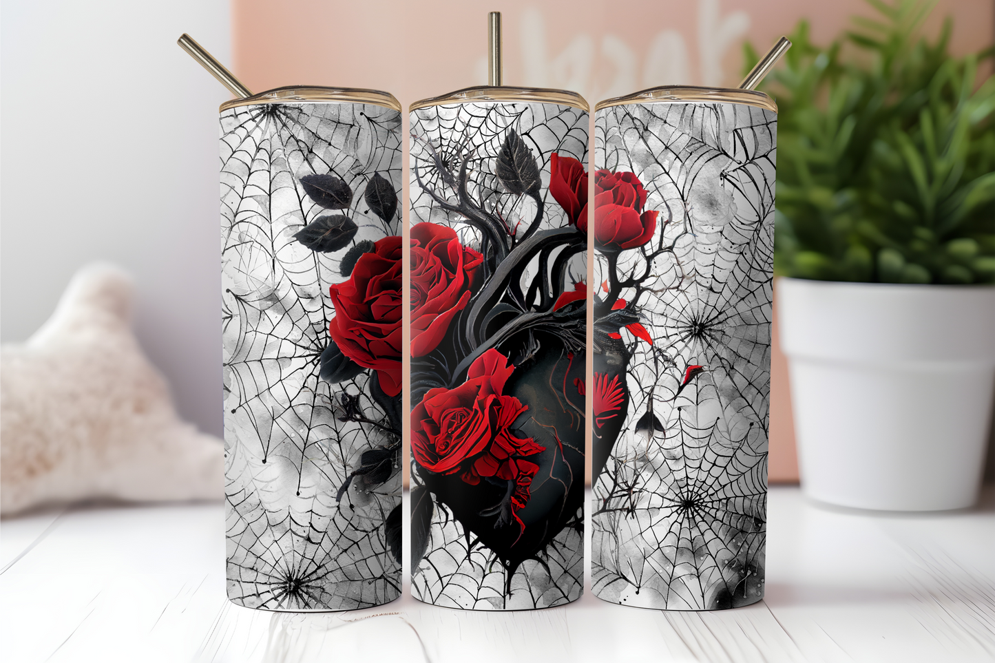 Gothic Rose and Heart Tumbler