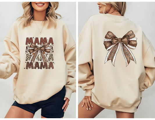 MAMA Leopard Coquette Sweatshirt Front and Back Design